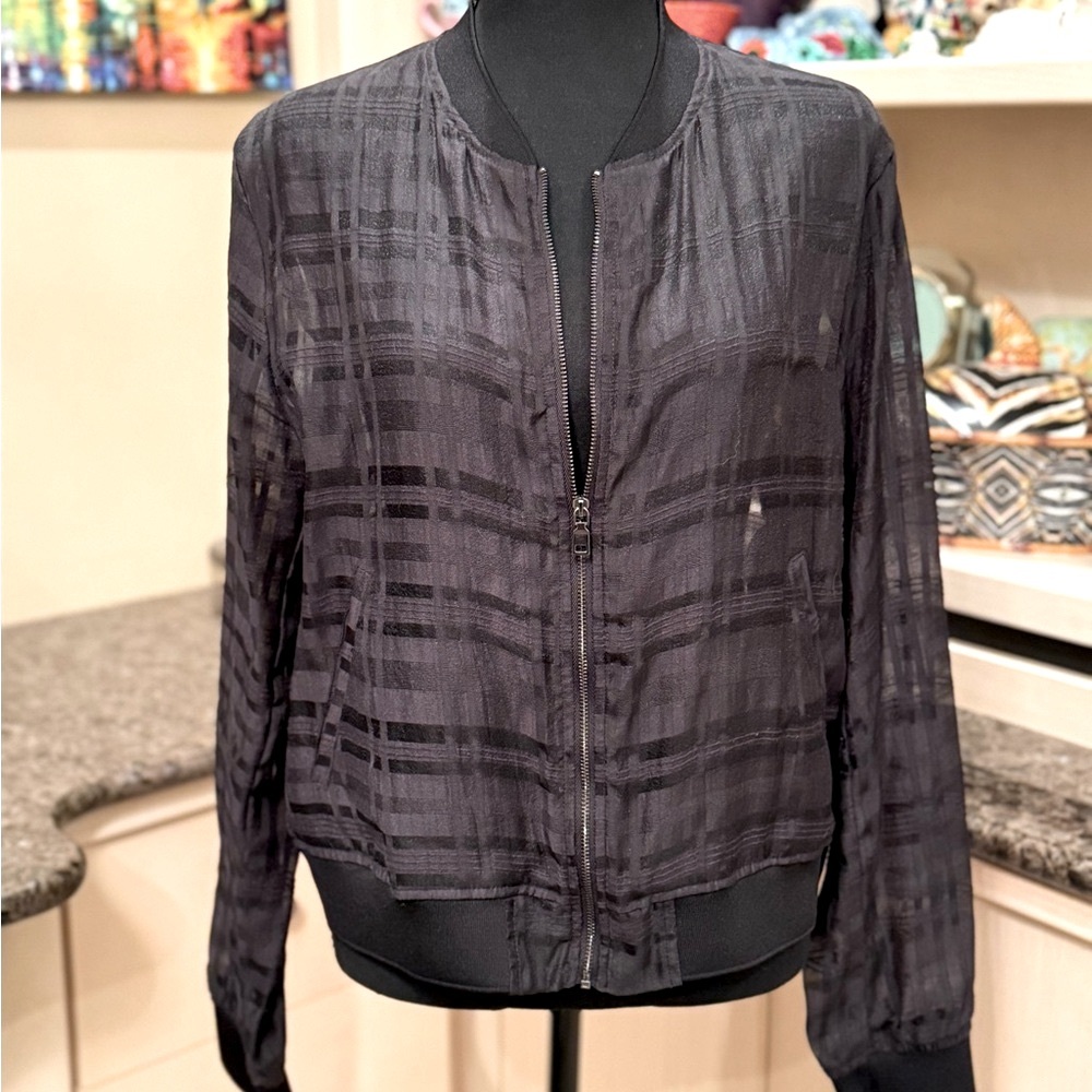 Zara Black Sheer Bomber Jacket